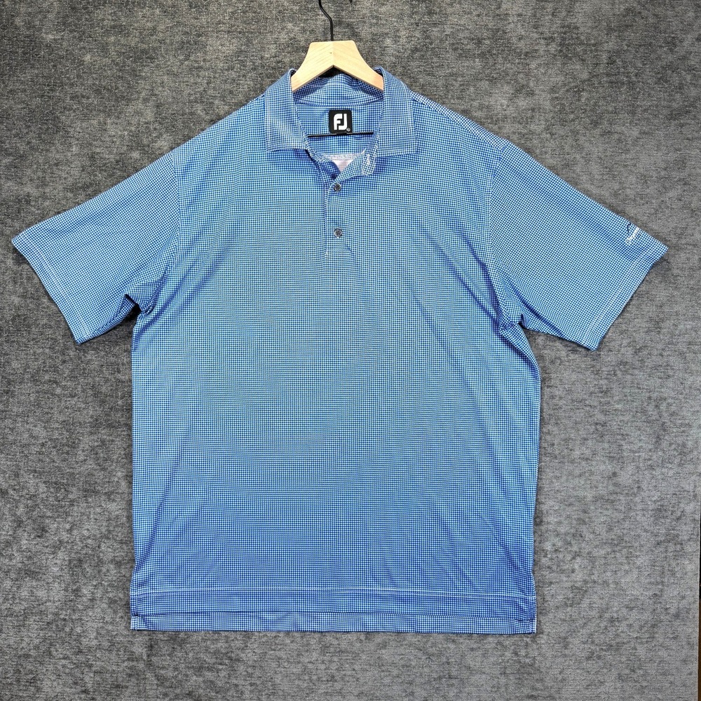FootJoy Golf Polo Shirt Houndstooth Blue Short Sleeve Mens XL‎